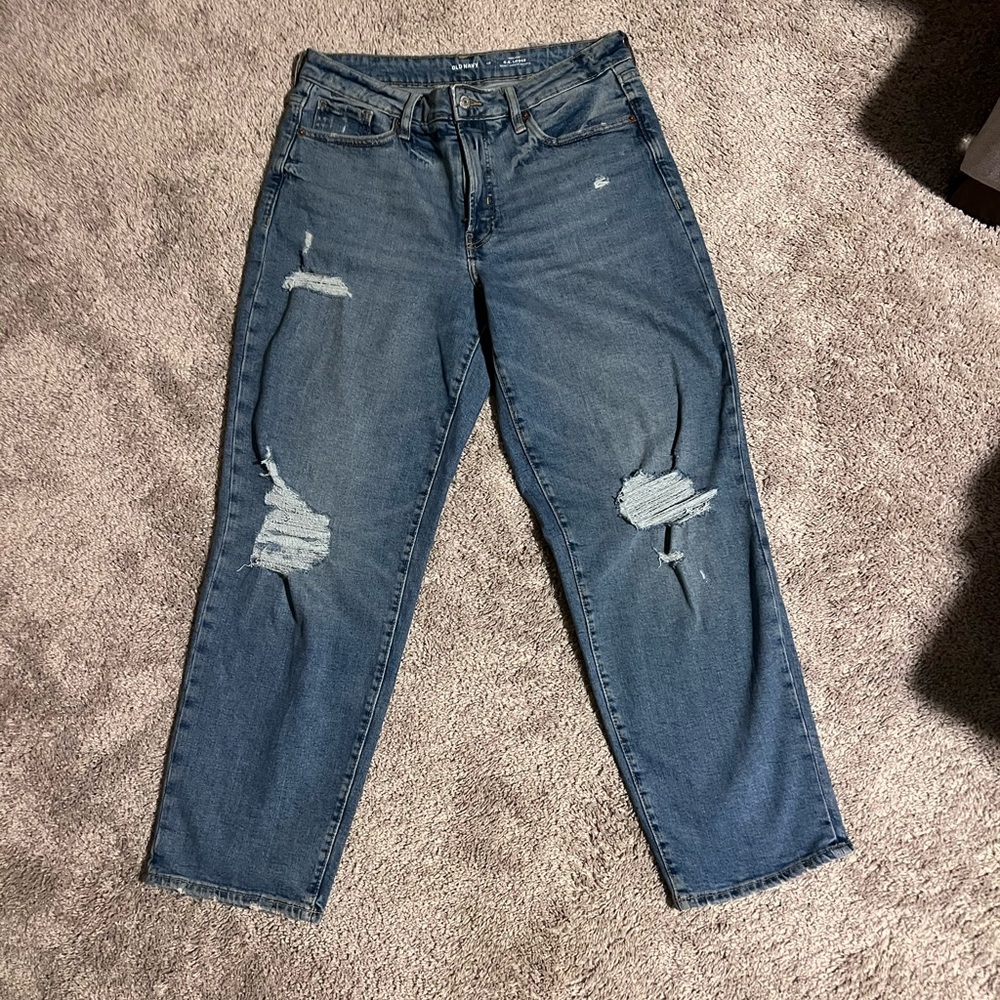 High-waisted, O.G. Loose ripped jeans